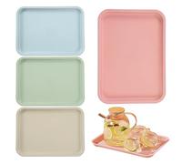 Plastic Tray Serving Trays 4Pcs Anti Slip Food Tray Rectangular Tea Dinner for Cafe Dining Room Kitchen