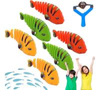 Plastic Wind-Up Wiggle Fish Toys, 2024 New Creative Clockwork Swinging Cartoon Fish Toys, Fun Pet Clockwork Wiggle Fish Toys, Interactive Toys for Birthday Party Gift (6pcs)
