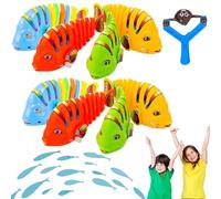 Plastic Wind-Up Wiggle Fish Toys, 2024 New Creative Clockwork Swinging Cartoon Fish Toys, Fun Pet Clockwork Wiggle Fish Toys, Interactive Toys for Birthday Party Gift (8pcs)