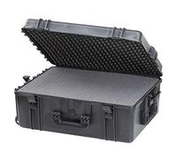Plastica Panaro MAX620H250STR Mallette étanche et étanche à la poussière avec Mousse de Traction dans Le Fond et Mousse alvéolée dans Le Couvercle (620 mm x 460 mm x 250 mm) (Noir) (avec roulettes et