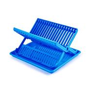 PlasticForte Égouttoir à vaisselle pliable avec plateau égouttoir à vaisselle et support à couverts (Bleu)