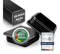 Plasticmetall Lot de 20 bouchons à lamelles 80 x 80 mm en polyéthylène - Structure d'érosion radio - Pour profilé en aluminium, tube carré, pour cache tube en acier inoxydable, tube en aluminium,