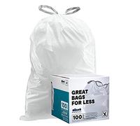Plasticplace Custom Fit Trash Bags, Compatible with simplehuman Code X (100 Count) White Drawstring Garbage Liners 21 Gallon/ 80 Liter, 26" x 24.5"