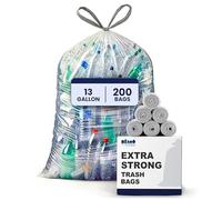 Plasticplace Lot de 200 sacs poubelle de 40 litres │ 1 mm │ Sacs poubelle transparents extra hauts avec cordon de serrage │ 61 x 78,7 cm