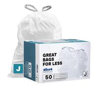 Plasticplace Sacs poubelle sur mesure, compatibles avec simplehuman Code J (50 pièces), sacs poubelle blancs avec cordon de serrage, 38 à 40 litres, 53,3 x 71,1 cm
