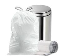 Plasticplace Sacs poubelles de 18 gallons │ 2,0 mil │ Sacs poubelle blancs avec cordon de serrage │ 65,625 x 71,1 cm (80 pièces) (D18208WH)