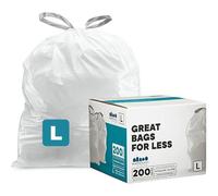 Plasticplace Simplehuman Lot de 200 sacs poubelle avec cordon de serrage Compatible Code L Blanc