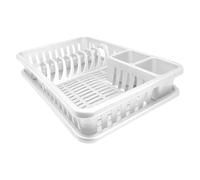 plastific égouttoir à Vaisselle en Plastique Assiette à Couverts évier de Cuisine ustensile égouttoir Porte-gobelet (45 x 29,7 x 8 cm, Blanc)