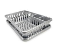 plastific égouttoir à Vaisselle en Plastique Assiette à Couverts évier de Cuisine ustensile égouttoir Porte-gobelet (45 x 29,7 x 8 cm, Argent)
