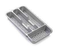 plastific GRAND PLATEAU À COUVERTS Ustensiles Cuillère Fourchette Support Organisateur de Couverts pour Organisateur de Cuisine Tiroir (33 x 17,5 x 4,3 Slim, Argent)