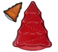 plastific Moule à gâteau en forme de sapin de Noël anti-adhésif pour gâteau au chocolat, glace, pudding (36 x 28 x 5 cm - Moule à gâteau en forme d'arbre de Noël rouge)