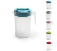 PLASTIFIC Pichet de qualité alimentaire - Parfait pour les sauces - Passe au micro-ondes - Pour liquides de cuisine maison - Pichet passant au micro-ondes (avec couvercle turquoise, 2 l)