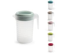 PLASTIFIC Pichet de qualité alimentaire - Parfait pour les sauces - Passe au micro-ondes - Pour liquides de cuisine faits maison - Pichet passant au micro-ondes (avec couvercle vert menthe, 2 l)
