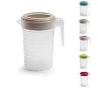 PLASTIFIC Pichet de qualité alimentaire - Parfait pour les sauces - Passe au micro-ondes - Pour liquides de cuisine maison - Pichet passant au micro-ondes (avec couvercle taupe, 1 l)