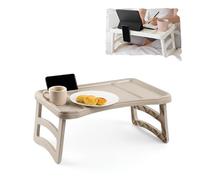 plastific - Plateau avec pieds pliants pour petit déjeuner ou déjeuner au lit, support pour téléphone, tablette, repas, écriture, lecture, travail au lit | 51 x 33 cm, Taille unique (Taupe)