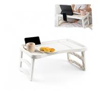 plastific Plateau avec Pieds Table Pliante pour Petit Déjeuner ou Déjeuner au Lit Plateau de Lit de Service, Léger, Plateau de Service avec Pieds Pliants| 51 x 33 cm, Taille Unique (Blanc)