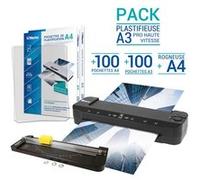 Waytex Plastifieuse Pro Ultra Rapide A3–A7 Chaud/Froid 2x150µ Pack 100 A4+100 A3 + Rogneuse