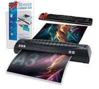 Plastifieuse A3 avec 20 Pochettes A4 et 1 coupe-papier, Machine à Plastifier à chaud pour Documents A3, A4, A5, A6