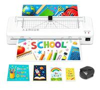 Plastifieuse A3 avec Coupe-Papier intégré, Plastification Thermique et à Froid, Arrondisseur d'Angles, Compatible A3 A4 A5 A6 (White+10pics)
