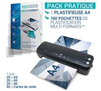 Plastifieuse A4 A5 A6 A7 Compacte et Rapide avec 100 pochettes multi formats