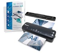 Plastifieuse A4 A5 A6 A7 Pro Rapide à Chaud et à Froid jusqu’à 2x125 microns Pack avec 50 Pochettes A4 et 1 Rogneuse A4