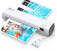 Plastifieuse A4, Thermique et Froid Machine à Plastifier avec 10 Pochettes de Plastification, Laminage rapide, Plastifieuse pour Usage Domestique, Bureau, école