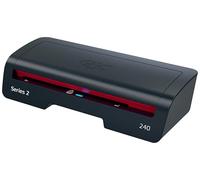 Plastifieuse GBC 240 Home Office A4 - Préchauffage rapide en 2 minutes, 75-125 microns, anti-bourrage, arrêt automatique, comprend 5 pochettes de plastification A4, noir/rouge, 4410068EU