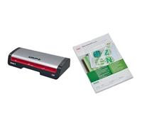 Plastifieuse GBC 250 Office A4 - Préchauffage rapide en 1 minute, 75-125 microns, noir/rouge, 4410070EU + Lot de 100 Pochettes de plastification standards Transparent 2 x 80 microns