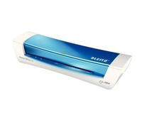 Leitz iLAM Home Office - Plastifieuse A4 pour la Maison, Préchauffage Rapide en 3Minutes, Pochettes de 75-125 Microns, Lot de Pochettes pour Plastifieuse A4 Inclus, Coloris bleu, 73680036