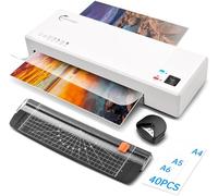 Plastifieuse, Plastifieuse A4 Thermique et à Froid et 40 Pochettes, 4 en 1 Machine à Plastifier avec Coupe-papier et Arrondisseur d'angle, Plastifieuse A4 A5 A6 pour Bureau Maison Carte Menu École