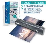 Plastifieuse Pro A3 A4 A5 A6 A7 jusqu’à 2 x125 microns pack avec 25 pochettes A3 épaisses