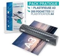 AVETIC Plastifieuse Pro A3 A4 A5 A6 jusqu’à 2 x125 microns Plastification Rapide pour le Bureau ou la Maison avec 200 pochettes A4 2x75 microns