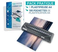 Waytex Plastifieuse A4 A5 A6 A7 compacte et rapide avec 100 pochettes A4