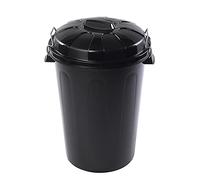 PLASTIFORTE Acan Tradineur Poubelle en plastique avec couvercle et poignées métalliques Fabriquée en Espagne Capacité de 100 litres 74,5 x 57 x 52 cm Noir