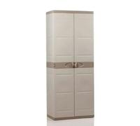 Plastiken Armoire 2 portes TITANIUM - étagères et penderie l70×p44×h176 cm Beige/Taupe