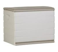 PLASTIKEN Coffre 260L Interieur/Exterieur Fonctionnel et Esthetique Cadenassable avec Roulettes Beige Gris G