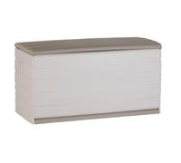 PLASTIKEN Coffre 350L Intérieur/Extérieur Fonctionnel et Esthétique Cadenassable avec Roulettes Beige