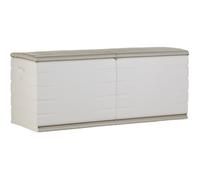 PLASTIKEN Coffre 450L Intérieur/Extérieur Fonctionnel et Esthétique Cadenassable avec Roulettes Beige