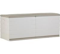 PLASTIKEN Coffre 450L Intérieur/Extérieur Fonctionnel et Esthétique Cadenassable avec Roulettes Beige