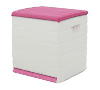 Plastiken Coffre Cadenassable Avec Roulettes - 190 L - Fonctionnel Et Esthétique - Beige Et Fushia Beige