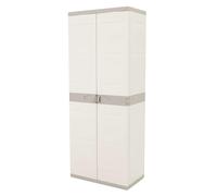 Plastiken Armoire 2 portes TITANIUM - étagères et penderie l70×p44×h176 cm Beige/Taupe