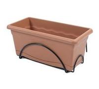 PLASTIKEN Jardiniere 40x20cm avec plateau et support balcon - Terracotta G