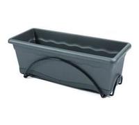Plastiken Jardinière Terra Balconera - plateau intégré et support balcon - Gris 50 x 24 x 18 cm