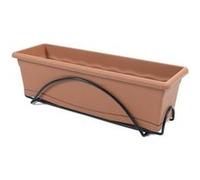 Plastiken Jardinière 60 x 20 cm avec plateau et support balcon - Terracotta - Collection Terra