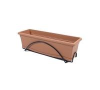 Plastiken Jardinière 60x20cm Avec Plateau Et Support Balcon - Terracotta Multicolore
