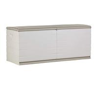 PLASTIKEN Coffre 450L Intérieur/Extérieur Fonctionnel et Esthétique Cadenassable avec Roulettes Beige