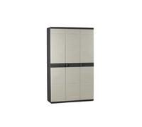 Armoire haute PLASTIKEN Titanium - 3 portes - 105 x 44 x 176 cm - Noir et Beige