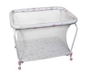 Plastimyr 5993645 Parc Rectangulaire Étoiles, Rose - Parc pour bébés avec des bordures rembourrées, facile à nettoyer et à transporter.