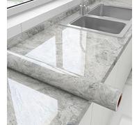 Plastique à dos collant en marbre, papier de Contact for la cuisine, revêtement de plan de travail en papier peint, carreaux muraux pelés et collés, rouleau de Pvc imperméable(Style 2,60cm*10m)