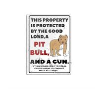 Plastique acrylique « This Property Is Protected By The Good Lord A Pit Bull Dog » - Avertissement extérieur - 15,2 x 20,3 cm - Autocollant pour bureau/entreprise - Facile à appliquer